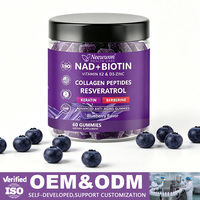 Neewwon NAD+ Resvératrol Berbérine Biotine Gommes Collagène Kératine Zinc Vitamine K2 D3 Suppléments NAD Cheveux Ongles Adultes