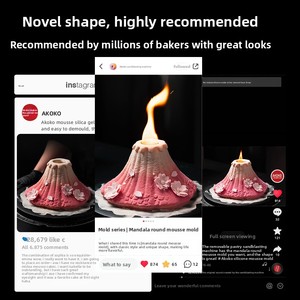 Molde de silicona AKOKO Flame Mountain French Stereo Volcano para congelador, personalizado para <span class=keywords><strong>fondant</strong></span> y mousse - Product Image 3
