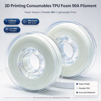 Filament d'impression 3D en TPU moussant 1,75 mm 90A, léger, absorption des chocs, dureté réglable, matériau d'impression