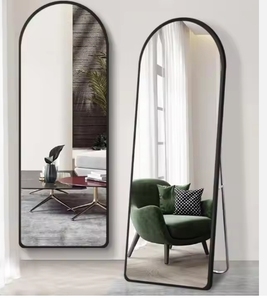 Arched Frameless Full Length Floor <strong>Mirror</strong> White Frame <strong>Leaning</strong> <strong>Wall</strong> Mounted <strong>Mirror</strong> for Bedroom - Product Image 4