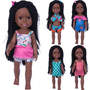 สินค้าใหม่14.5นิ้วราคาถูกที่กำหนดเองแอฟริกันสีดำตุ๊กตา
