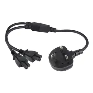 Bsi Plug C5 Clover Leaf Y Divisor Cabo Padrão 3 Pinos Laptop UK Cabo de Alimentação Dois Iec C5 Conector