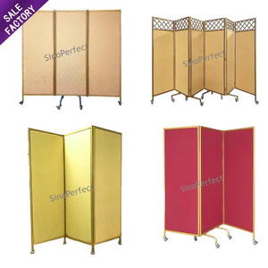 New Arrival Portable Partition Wedding Designer Room Divider Folding Decorative Partition Screen With <b>Wheels</b> - Product Image 6