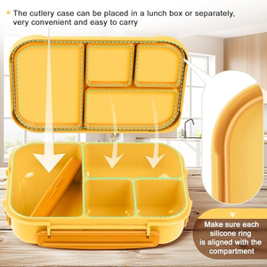 Boîte à lunch bento personnalisée avec logo, compartiments étanches, vente en gros, OEM ODM, récipient alimentaire réutilisable avec emballage à marque privée - Product Image 4