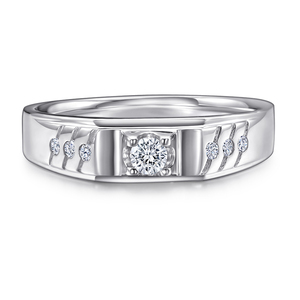 Wholesale <b>Men</b>’s Brass Rhodium Plated Round Cut Cubic Zirconia Wide Band Wedding <b>Ring</b> Luxury Fashion Jewelry Gift - Product Image 1