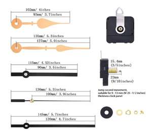 Gerakan pengganti jam poros panjang, kuarsa, DIY, mekanisme gerakan jam dinding dengan 2 pasang tangan - Product Image 6