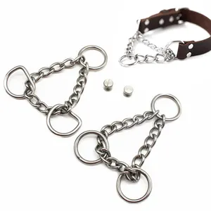 Metallic Half Silver Chain Martingale Choke Dog Collars Accessories 304 Stainless Steel Pet Hardware Triangular Contraction Chai