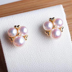 S925 <b>Silver</b> DIY Pearl Accessories 5-6mm Beads Hollow Support Multi-Pearl Earrings 20675 Fashion <b>Stud</b> Jewelry - Product Image 1