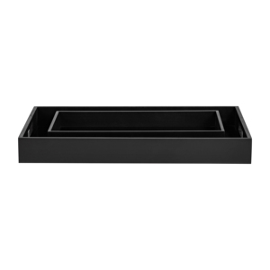 Vassoi decorativi con manici intagliati per tavolino da caffè o decorazione letto, design rettangolare classico nero - Product Image 3