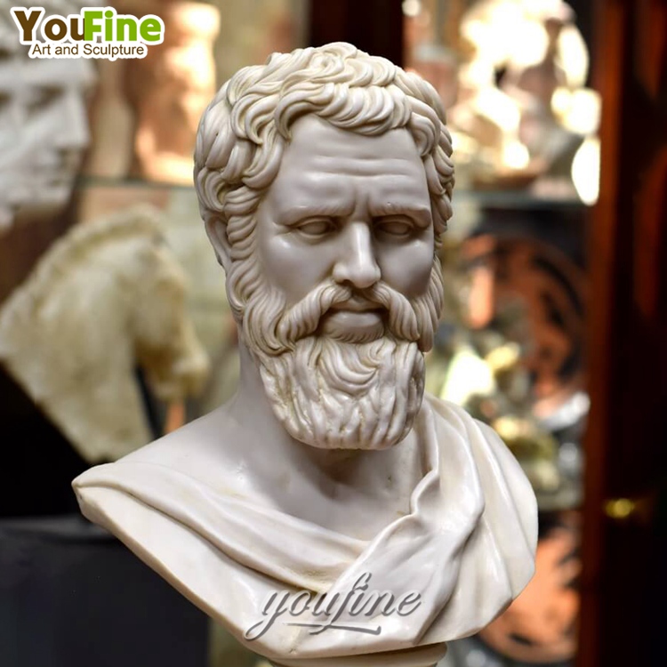 白い手彫りのギリシャの哲学者有名な男性の大理石のプラトンヘッド