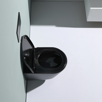 WC suspendu Western Cera avec réservoir encastré, cuvette de toilette murale noire mate sans bride