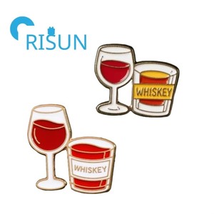 En gros, Pin's en alliage de zinc émaillé (vin rouge, whisky écossais, vin, whisky), avec logo personnalisé, émail souple ou dur, et badges, broches, épingles Mine Hallo - Product Image 2