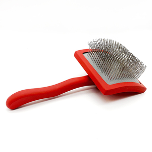 カスタムロゴウッドハンドル1インチロングピンペットヘアグルーミングスリッカーブラシ犬と猫用 - Product Image 1