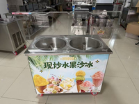 Machine à glace frite commerciale automatique double plateau 30L/H pour entreprises, pour la production de glace semi-durcie, de yaourt glacé et de glace roulée