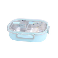 Boîte à lunch isotherme en acier inoxydable à motif fruits pour enfants, 2 compartiments, avec chauffage par injection d'eau pour l'école