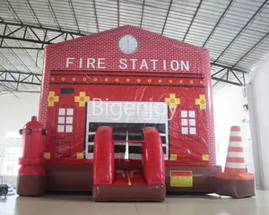 Пожарная станция, надувной дом для прыжков, пожарно-спасательный дом, надувной замок для детей, дешевый дом для прыжков