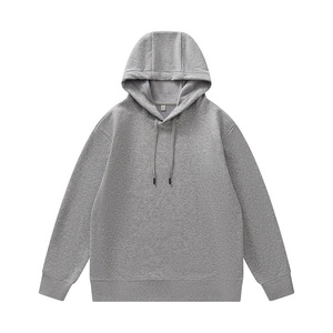 TKAN188D nouveau style coton lourd épaissi couleur unie mode décontractée lâche grande taille sweats à capuche à manches longues - Product Image 2