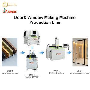 JUNDE Linear <b>Guide</b> Double Saw 45 Degree Aluminum Profile Cutting Machine for Window Door Cabinet Frame Combo - Product Image 2