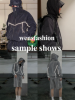 Setelan Olahraga Lari dengan Garis Reflektif, Jaket Windbreaker Nylon Kerut dan Celana Jogger