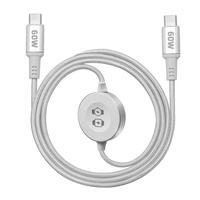 Câble de charge rapide PD 2-en-1 100W avec chargeur sans fil magnétique pour montre 3W, 1,5 m, tressé en nylon, Type-C vers Type-C, pour montre