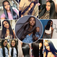 Perruques sans colle cheveux humains pré-plumé os droit Double dessiné HD dentelle 5x5 13x4 T partie avant de lacet perruques avec franges