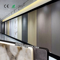 Panneau mural WPC en fibre de bambou et placage de bois, design multi-couleurs bois, feuille de cristal de carbone décorative pour intérieur