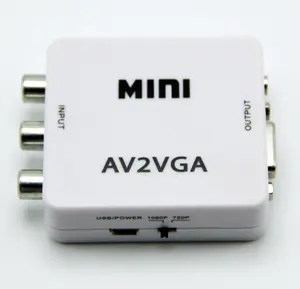 1080PミニビデオコンバーターRCAAV2VGAビデオコンバーター、3.5mmオーディオAV2VGA/CVBSオーディオからPCHDTV