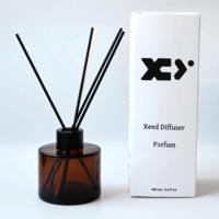 Bouteille de Diffuseur à Roseaux Personnalisée 50ml 100ml 150ml 200ml Ambrée et Transparente en Verre, Set de Bouteilles de Diffuseur d'Arômes Avec Coffret