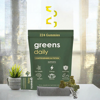 224 Gummies de Spiruline Végétalienne pour la Santé Digestive, Intestinale, Immunitaire et Cérébrale, Riches en Multi-Vitamines et Minéraux, pour Adultes, Végétaliens