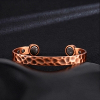 Gelang Tembaga Merah Murni Vintage Pria PFT, Gelang Magnet Besar Baru, Gelang Tembaga Antik dengan Desain Sederhana dan Modis