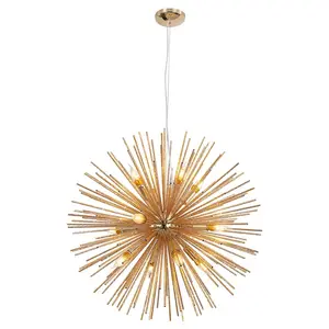 Lámpara colgante redonda de metal para el hogar y el hotel, candelabro esférico de Sputnik único, iluminación, gran oferta