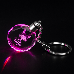 Wholesale 3D Laser Engraved Octagon <strong>Crystal</strong> Key Chain with LED Light Personalized Souvenir Gift <strong>Crystal</strong> <strong>Keychain</strong> - Product Image 3