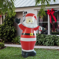 Père Noël gonflable de Noël avec décor extérieur de bonbons, décorations de Noël résistantes aux intempéries pour la cour, avec lumière LED pour la pelouse de jardin