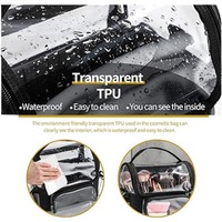 Étui de voyage professionnel pour pinceaux de maquillage en PVC grand format, transparent, étanche, avec poignée souple et fermeture éclair