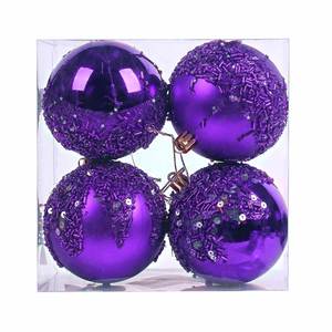 Nouvelles Boules Lumineuses Transfrontalières de 8 cm avec Paillettes Diamantées, Ornements de Sapin de Noël en Plastique Mat Électroplaqué, Boîte Festive - Product Image 3