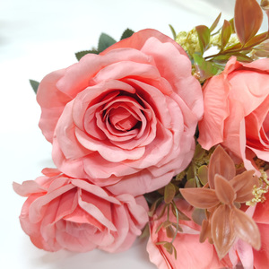Floristería Suministro de flores decorativas Boda Decoración del hogar Flor artificial Ramo de rosas de seda - Product Image 2