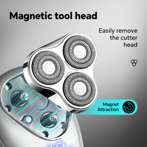 Recortadora de Pelo Magnética Portátil de Tres Cuchillas para Hombre, Afeitadora Rotatoria de Acero Inoxidable, Alimentación USB, Uso Doméstico y en Hoteles, Triple Cuchilla Eléctrica - Product Image 4