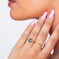 Flyskye — bague en argent sterling plaqué or 14 carats, bijoux fins pour femmes, anneau oracle rond émeraude