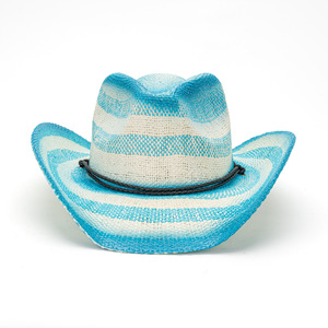 Nuevo sombrero de <span class=keywords><strong>vaquero</strong></span> occidental <span class=keywords><strong>pintado</strong></span> de color degradado de ala ancha con cuerda a prueba de viento - Product Image 4