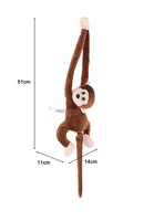 Peluche singe en polyester ultra doux en gros avec rembourrage en coton PP, design à longs bras et jambes pour le soulagement du stress, idéal pour les anniversaires