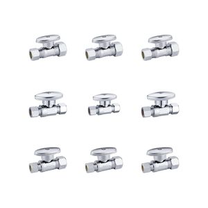 Olde โครเมี่ยมตะกั่วทองเหลืองบีบอัด1/4เปิดวาล์วปิดตรง - Product Image 2