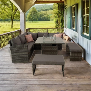 Ensemble <span class=keywords><strong>de</strong></span> canapé d'angle <span class=keywords><strong>en</strong></span> rotin pour <span class=keywords><strong>jardin</strong></span> extérieur moderne avec table foyer |   Meubles <span class=keywords><strong>de</strong></span> <span class=keywords><strong>jardin</strong></span> <span class=keywords><strong>en</strong></span> rotin <span class=keywords><strong>en</strong></span> forme <span class=keywords><strong>de</strong></span> L <span class=keywords><strong>de</strong></span> luxe pour la cour - Product Image 2