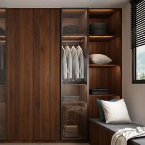 Madera Fabricada Diseño Moderno ARMARIO INCORPORADO EN GRIGIO ACABADO DE GRANO DE MADERA - Product Image 4