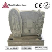 Monument funéraire vertical en granit gris clair avec inscription espagnole personnalisée et vase à fleurs, prix usine pierre naturelle