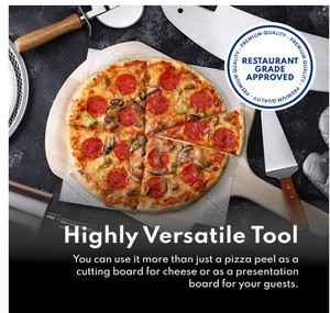 Peel de <span class=keywords><strong>pizza</strong></span> de madera personalizado 16 "<span class=keywords><strong>L</strong></span> X 14" W Placa con 10 "<span class=keywords><strong>L</strong></span> Mango de madera 24" Longitud total - Product Image 6