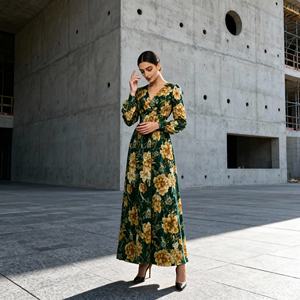 Nouvelle robe Abaya en polyester de style Dubaï, imprimé tendance, pour femmes musulmanes, vente en gros personnalisée, tenue de soirée - Product Image 4