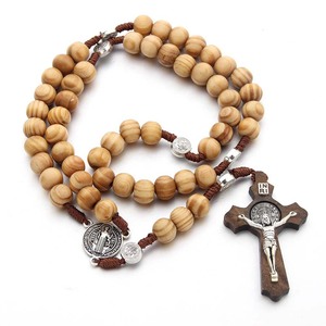 Rosario Cristiano Hecho a Mano con Cuentas de Aleación de Zinc, Cruz y Perlas de Imitación, Plateado en Plata y Madera, Religioso, para Aniversario - Product Image 4