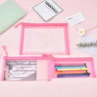 Bolsa de documentos de PVC con cremallera transparente de nailon de alta calidad, suministros de oficina, productos de archivo, estuche de lápices con cremallera de plástico transparente