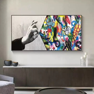 <span class=keywords><strong>Banksy</strong></span> Graffiti Art Behind The Curtain Canvas Painting Street Pop Art poster e stampe immagine della parete - Product Image 1