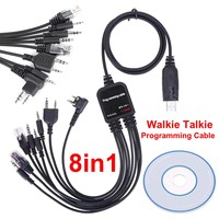 Kabel Pemrograman Walkie Talkie 8 in 1 untuk Radio Analog Baofeng Quansheng TYT, Antarmuka USB Universal, Kabel Data Penulisan Frekuensi